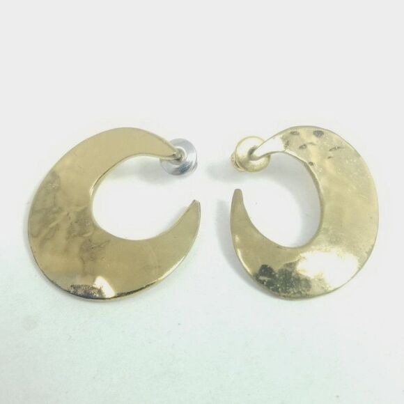 Vintage Gold Tone Stud Earrings, U Shape Design, Minimal Polished Classic Estate - Picture 1 of 5